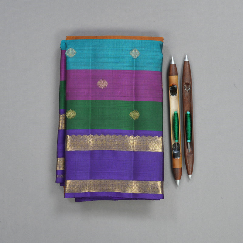 Hayagrivas Handloom Honey Brown Kanjivaram Silk Saree with Multicolour Border KBFL285H1-1-BF285-SBS