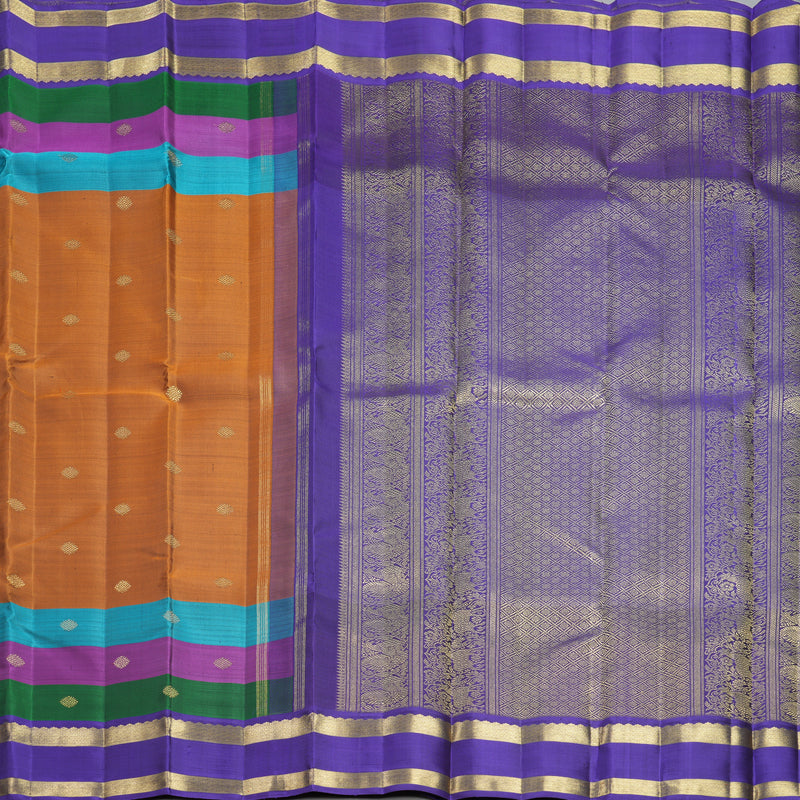 Hayagrivas Handloom Honey Brown Kanjivaram Silk Saree with Multicolour Border KBFL285H1-1-BF285-SBS