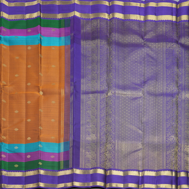 Hayagrivas Handloom Honey Brown Kanjivaram Silk Saree with Multicolour Border KBFL285H1-1-BF285-SBS