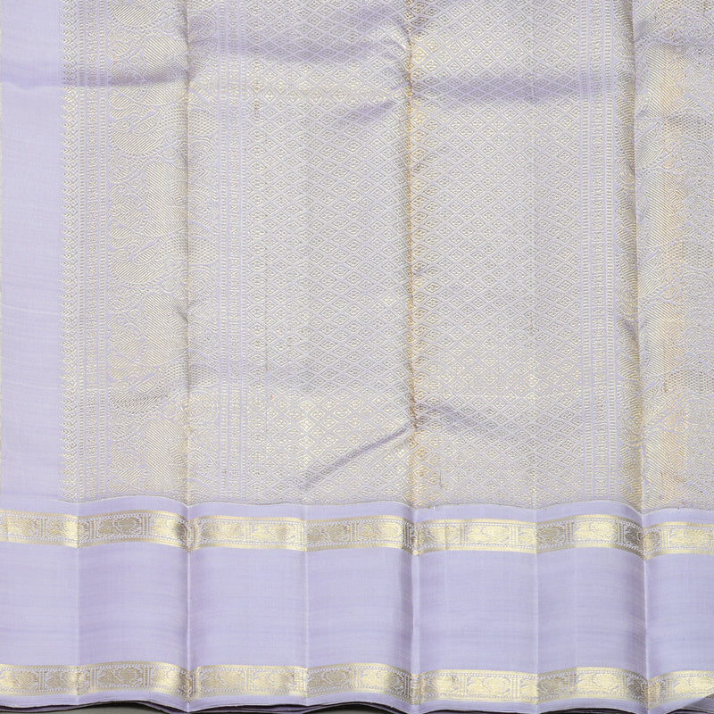 Hayagrivas Handloom Light Grey Kanjivaram Silk Saree with Lilac Border KBFL286H1-1-BF286-SBS
