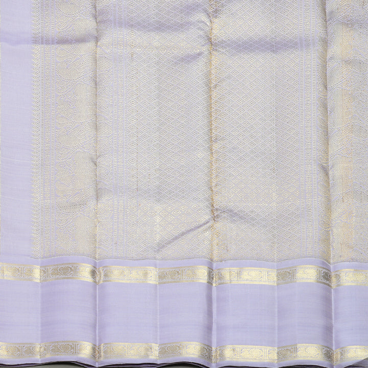 Hayagrivas Handloom Light Grey Kanjivaram Silk Saree with Lilac Border KBFL286H1-1-BF286-SBS