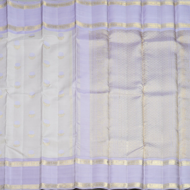 Hayagrivas Handloom Light Grey Kanjivaram Silk Saree with Lilac Border KBFL286H1-1-BF286-SBS