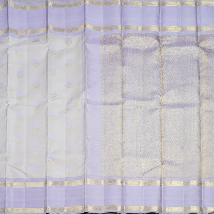 Hayagrivas Handloom Light Grey Kanjivaram Silk Saree with Lilac Border KBFL286H1-1-BF286-SBS