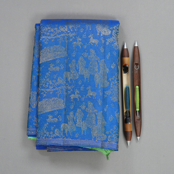Hayagrivas Handloom Peacock Blue Kanjivaram Silk Saree KBFL292H1-1-BF292-SBS