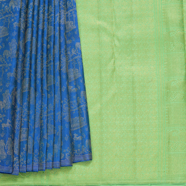Hayagrivas Handloom Peacock Blue Kanjivaram Silk Saree KBFL292H1-1-BF292-SBS