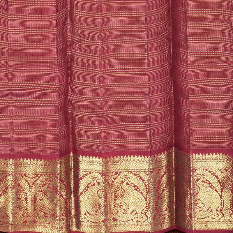 Hayagrivas Handloom Olive Green Kanjivaram Silk Saree with Maroon Border KBFL305H1-1-BF305-SBS