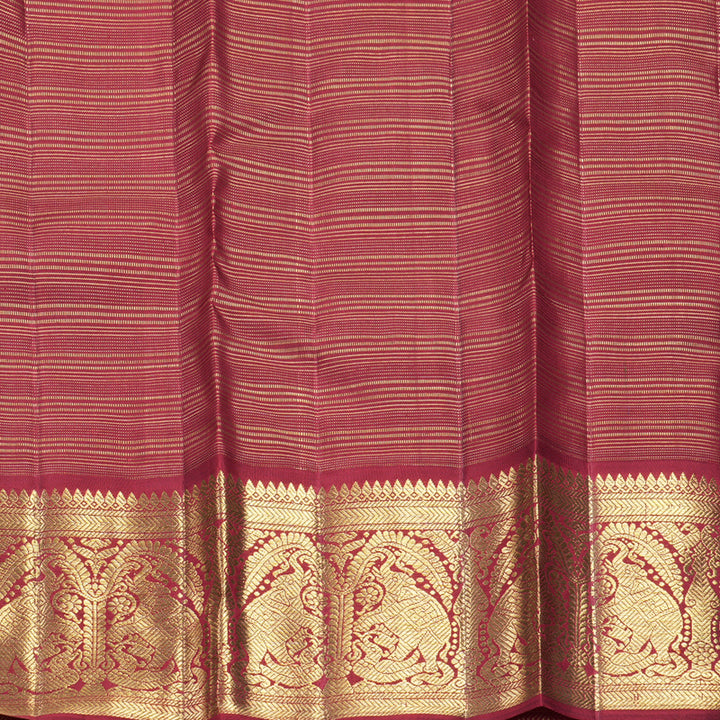 Hayagrivas Handloom Olive Green Kanjivaram Silk Saree with Maroon Border KBFL305H1-1-BF305-SBS