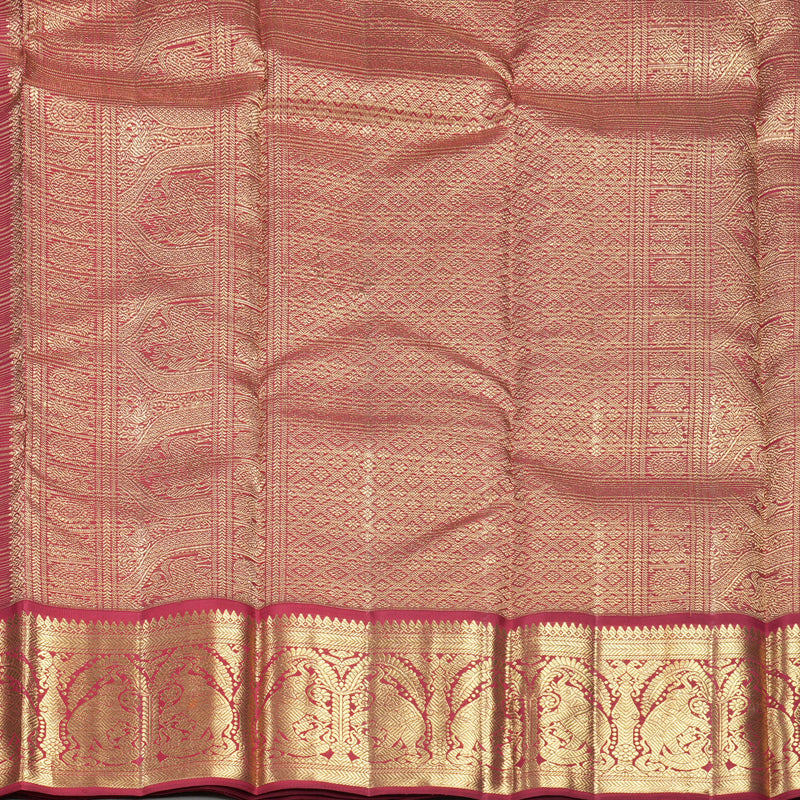 Hayagrivas Handloom Olive Green Kanjivaram Silk Saree with Maroon Border KBFL305H1-1-BF305-SBS