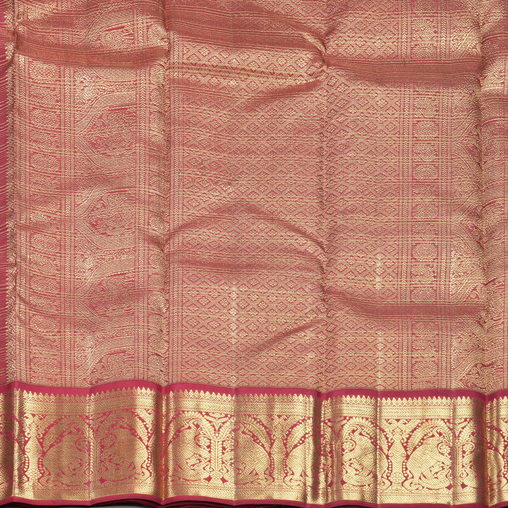 Hayagrivas Handloom Olive Green Kanjivaram Silk Saree with Maroon Border KBFL305H1-1-BF305-SBS