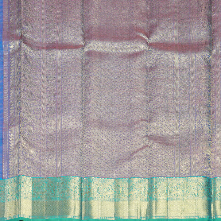 Hayagrivas Handloom Ananda Blue Kanjivaram Silk Saree with Aqua Green Border KBFL295H1-1-BF295-SBS