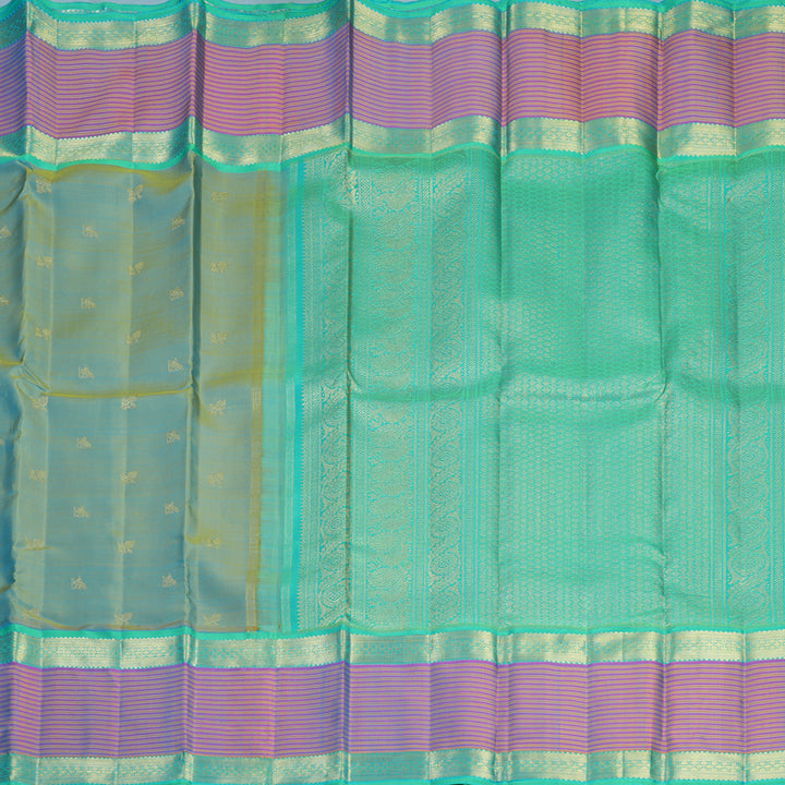 Hayagrivas Handloom Yellowish-Blue Kanjivaram Silk Saree KBFL300H1-1-BF300-SBS
