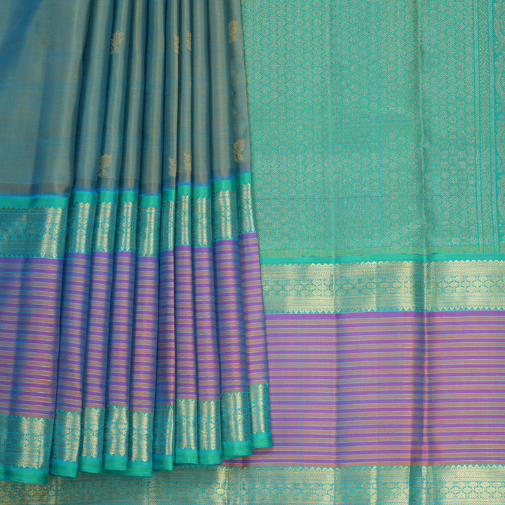 Hayagrivas Handloom Yellowish-Blue Kanjivaram Silk Saree KBFL300H1-1-BF300-SBS