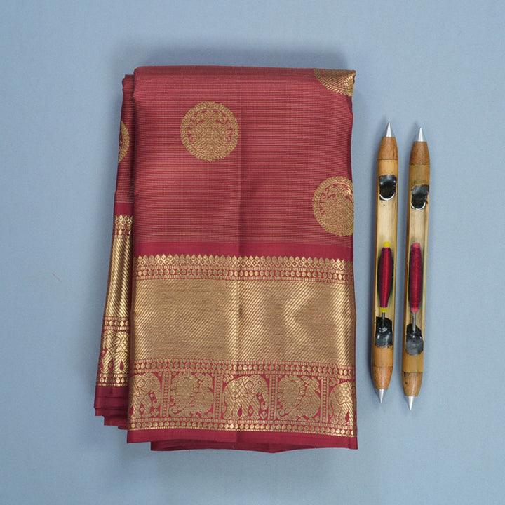 Hayagrivas Handloom Maroon Kanjivaram Silk Saree KBFL303H1-1-BF303-SBS