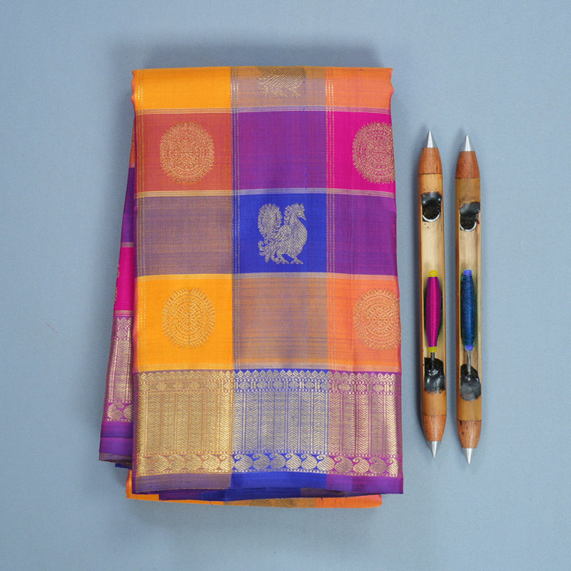 Hayagrivas Handloom Multicolour Checks Kanjivaram Silk Saree KBFL309H1-1-BF309-SBS
