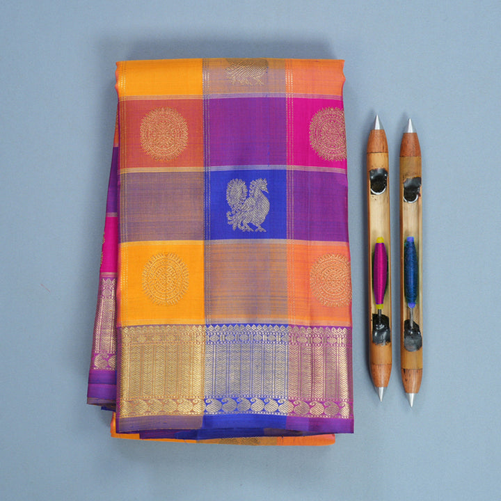 Hayagrivas Handloom Multicolour Checks Kanjivaram Silk Saree KBFL309H1-1-BF309-SBS