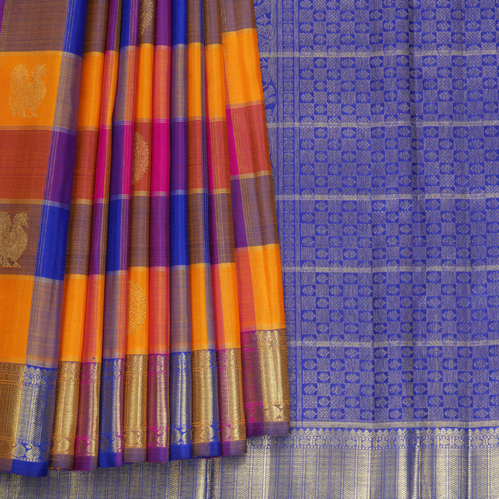 Hayagrivas Handloom Multicolour Checks Kanjivaram Silk Saree KBFL309H1-1-BF309-SBS