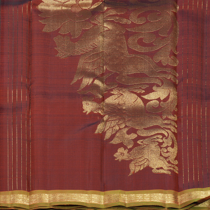 Hayagrivas Handloom Orange Kanjivaram Silk Saree with Manthalir Border KBFL312H1-1-BF312-SBS