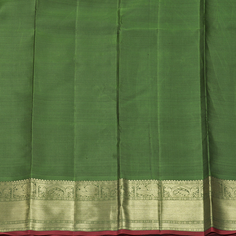 Hayagrivas Handloom Grey Kanjivaram Silk Saree with Olive Green Border KBFL314I1-1-BF314-SBS