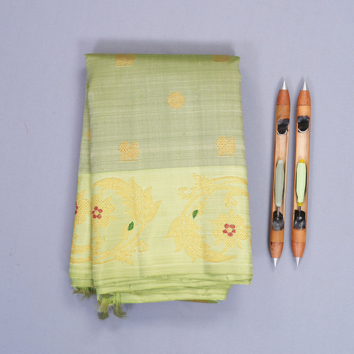 Hayagrivas Handloom Pastel Green Kanjivaram Silk Saree with Pista Green Border KBFL319I1-1-BF319-SBS