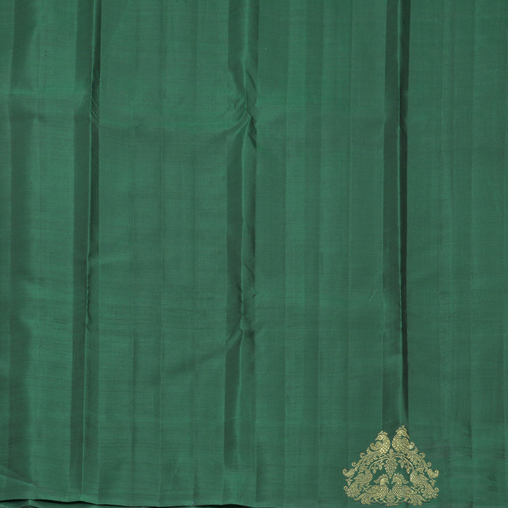 Hayagrivas Handloom Light Brown Kanjivaram Silk Saree with Peacock Green Border KBFL324I1-1-BF324-SBS