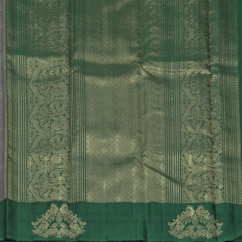 Hayagrivas Handloom Light Brown Kanjivaram Silk Saree with Peacock Green Border KBFL324I1-1-BF324-SBS