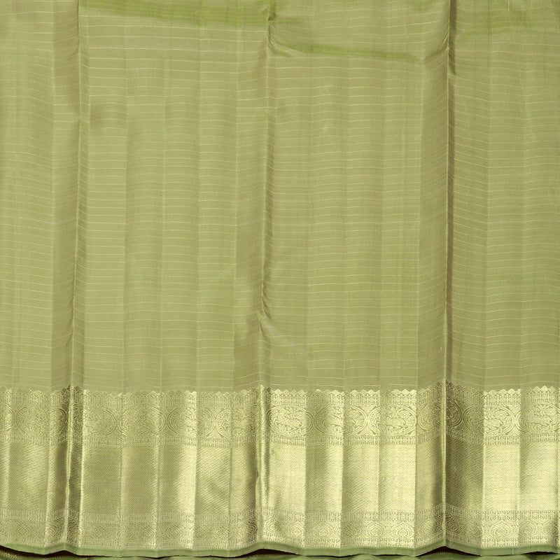 Hayagrivas Handloom Mild Peach Kanjivaram Silk Saree with Sage Green Border KBFL325I1-1-BF325-SBS