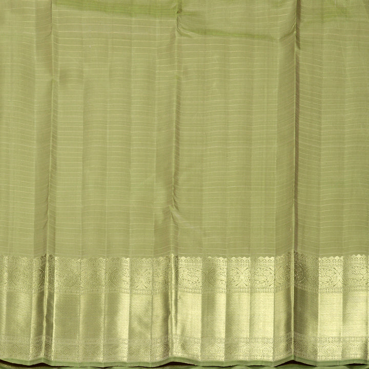 Hayagrivas Handloom Mild Peach Kanjivaram Silk Saree with Sage Green Border KBFL325I1-1-BF325-SBS