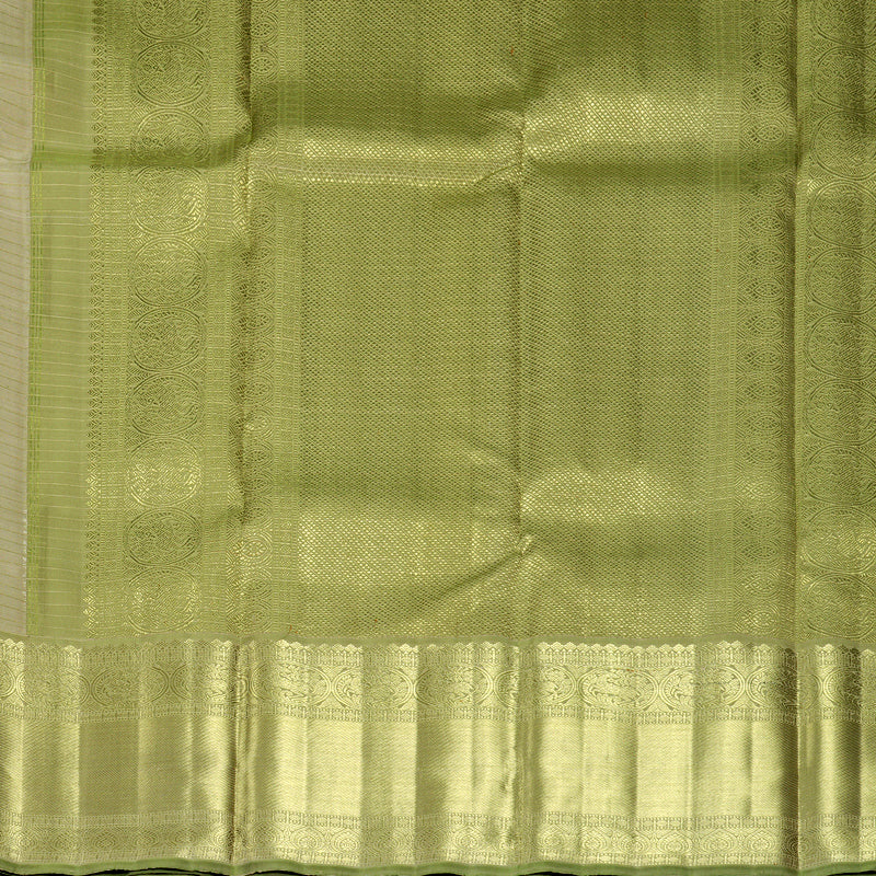 Hayagrivas Handloom Mild Peach Kanjivaram Silk Saree with Sage Green Border KBFL325I1-1-BF325-SBS