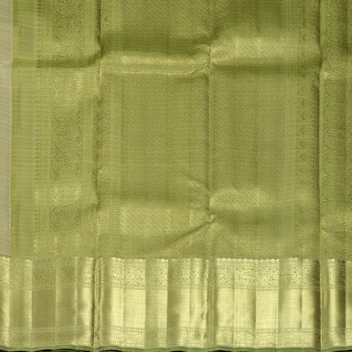 Hayagrivas Handloom Mild Peach Kanjivaram Silk Saree with Sage Green Border KBFL325I1-1-BF325-SBS