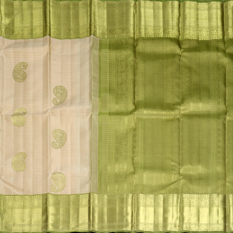 Hayagrivas Handloom Mild Peach Kanjivaram Silk Saree with Sage Green Border KBFL325I1-1-BF325-SBS