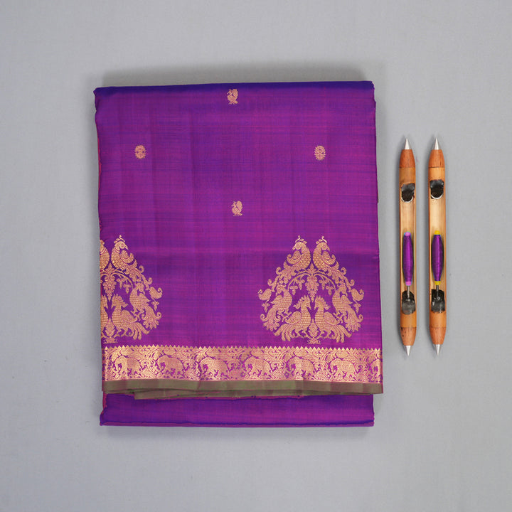 Hayagrivas Handloom Purple Ten Yards Silk Saree KBFL326I1-1-BF326-SBS