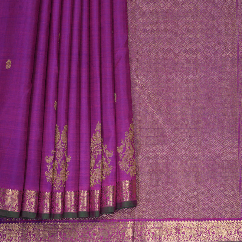 Hayagrivas Handloom Purple Ten Yards Silk Saree KBFL326I1-1-BF326-SBS