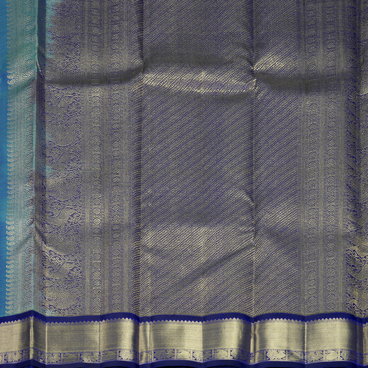 Hayagrivas Handloom Blue-Green Kanjivaram Silk Saree with Ink Blue Border KBFL330I1-1-BF330-SBS