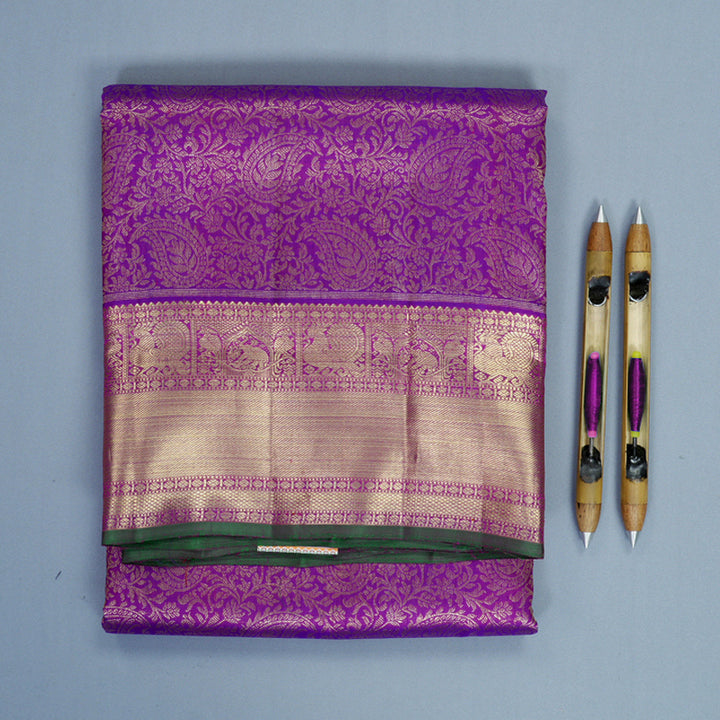 Hayagrivas Handloom Purple Ten Yards Silk Saree KBFL331I1-1-BF331-SBS