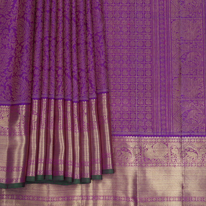 Hayagrivas Handloom Purple Ten Yards Silk Saree KBFL331I1-1-BF331-SBS