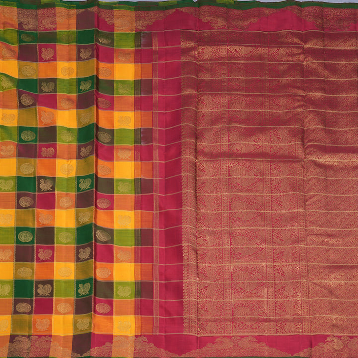 Hayagrivas Handloom Paalum Pazhamum Checks Ten Yards Silk Saree KBFL332I1-1-BF332-SBS