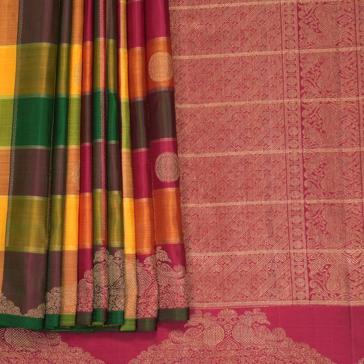 Hayagrivas Handloom Paalum Pazhamum Checks Ten Yards Silk Saree KBFL332I1-1-BF332-SBS
