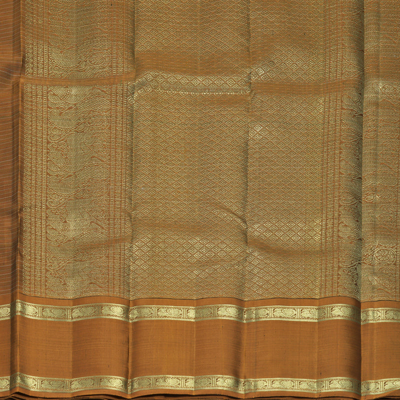 Hayagrivas Handloom Grey Kanjivaram Silk Saree with Rust Orange Border KBFL336I1-1-BF336-SBS