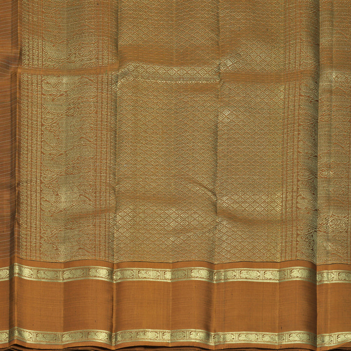 Hayagrivas Handloom Grey Kanjivaram Silk Saree with Rust Orange Border KBFL336I1-1-BF336-SBS