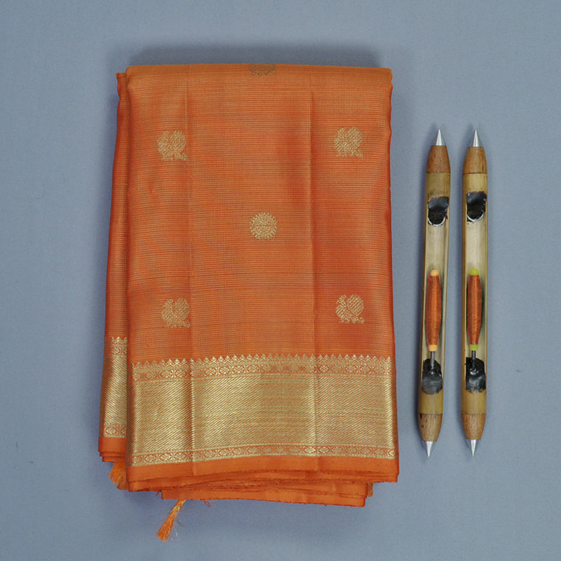 Hayagrivas Handloom Orange Kanjivaram Silk Saree KBFL338I1-1-BF338-SBS