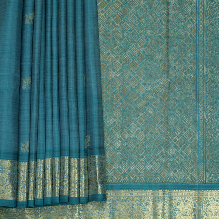 Hayagrivas Handloom Teal Kanjivaram Silk Saree KBFL339I1-1-BF339-SBS