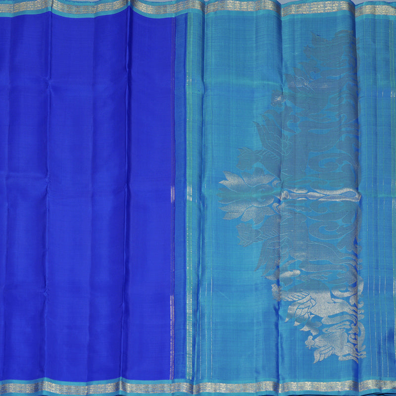 Hayagrivas Handloom Royal Blue Kanjivaram Silk Saree with Sky Blue Border KBFL341I1-1-BF341-SBS