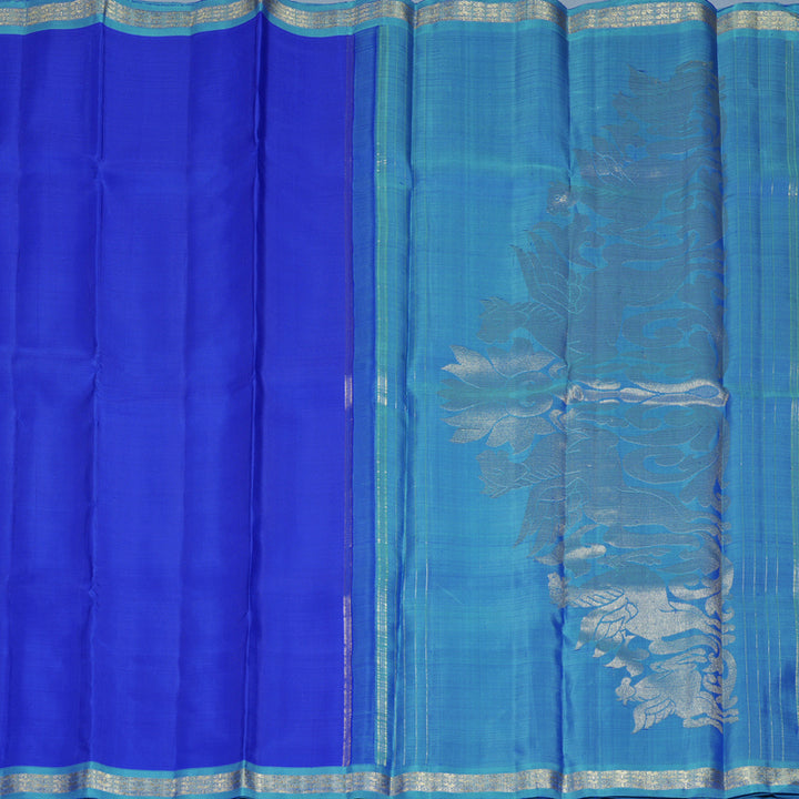 Hayagrivas Handloom Royal Blue Kanjivaram Silk Saree with Sky Blue Border KBFL341I1-1-BF341-SBS