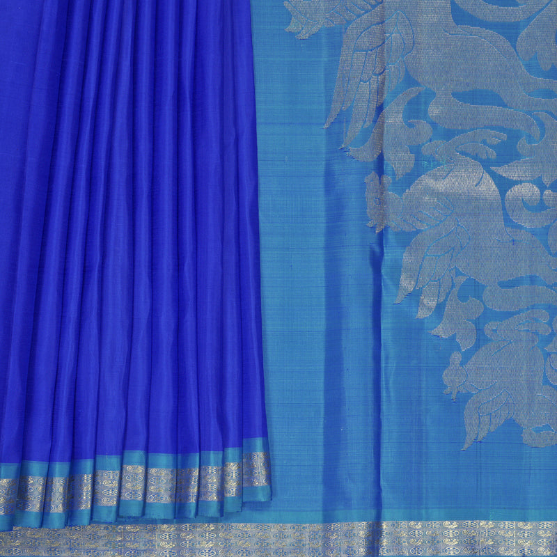Hayagrivas Handloom Royal Blue Kanjivaram Silk Saree with Sky Blue Border KBFL341I1-1-BF341-SBS
