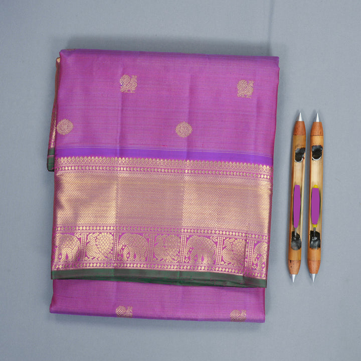 Hayagrivas Handloom Purple Ten Yards Silk Saree KBFL345I1-1-BF345-SBS