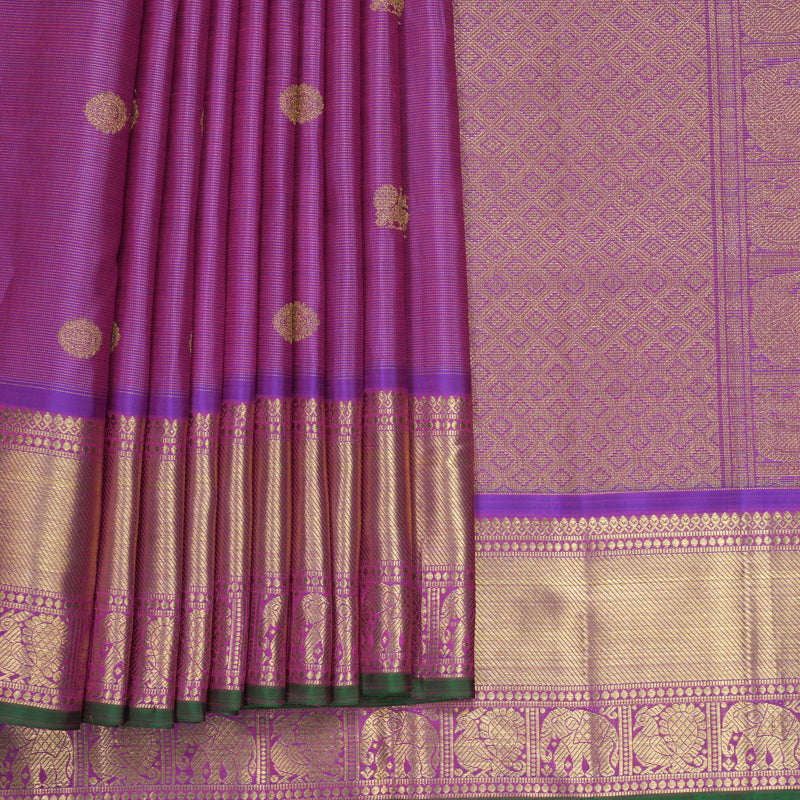 Hayagrivas Handloom Purple Ten Yards Silk Saree KBFL345I1-1-BF345-SBS