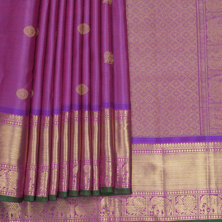 Hayagrivas Handloom Purple Ten Yards Silk Saree KBFL345I1-1-BF345-SBS
