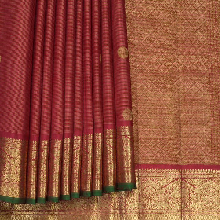 Hayagrivas Handloom Maroon Ten Yards Silk Saree KBFL348I1-1-BF348-SBS