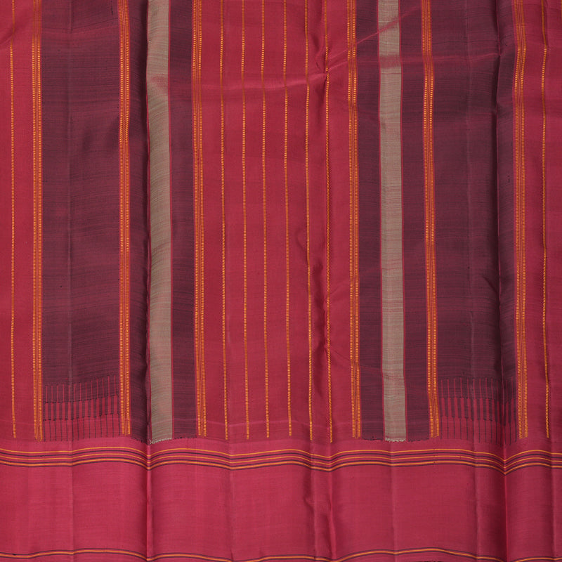Hayagrivas Handloom Black &amp; White Checks Kanjivaram Silk Saree with Maroon Border KBFL349I1-1-BF349-SBS