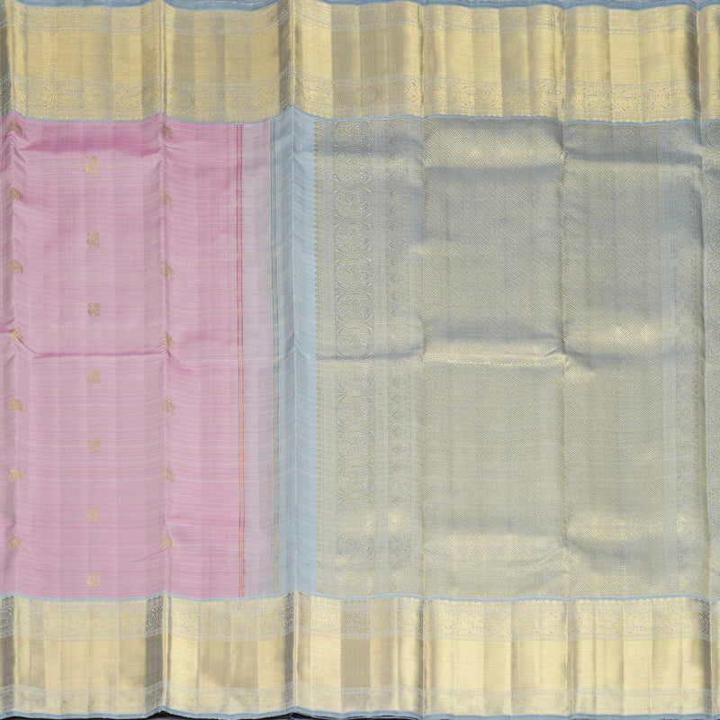 Hayagrivas Handloom Lotus Pink Kanjivaram Silk Saree with Ash Grey Border KBFL353I1-1-BF353-SBS